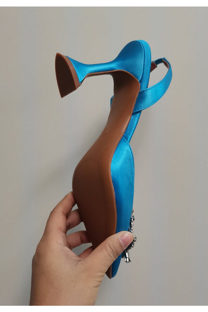 2021 Brand women Pumps luxury Crystal Slingback High heels Summer bride Shoes Comfortable triangle Heeled Party Wedding Shoes