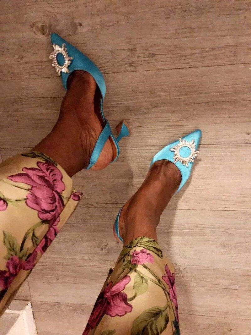 2021 Brand women Pumps luxury Crystal Slingback High heels Summer bride Shoes Comfortable triangle Heeled Party Wedding Shoes