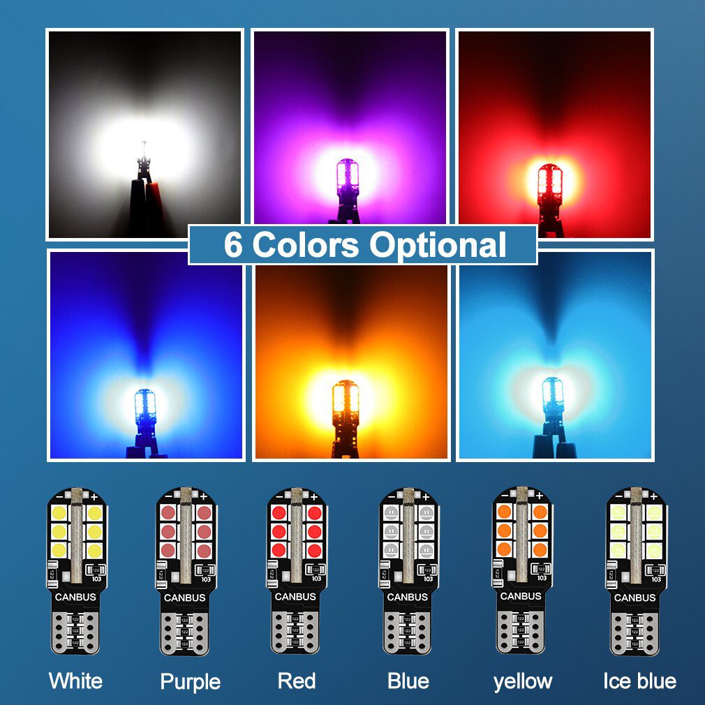 6Pcs W5W LED T10 Led Canbus 168 194 LED Bulb 24SMD Car Side Marker Light License Plate Lamp White Blue Yellow Red Pink 12V 6000K 6Pcs W5W LED T10 Led Canbus 168 194 LED Bulb 24SMD Car Side Marker Light License Plate Lamp White Blue Yellow Red Pink 12V 6000K