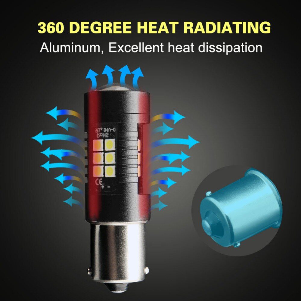 2Pcs 1156 BA15S P21W LED BAU15S PY21W BAY15D LED Bulb 1157 P21/5W R5W 21pcs 3030SMD Auto Lamp Bulbs Car LED Light 12V - 24V