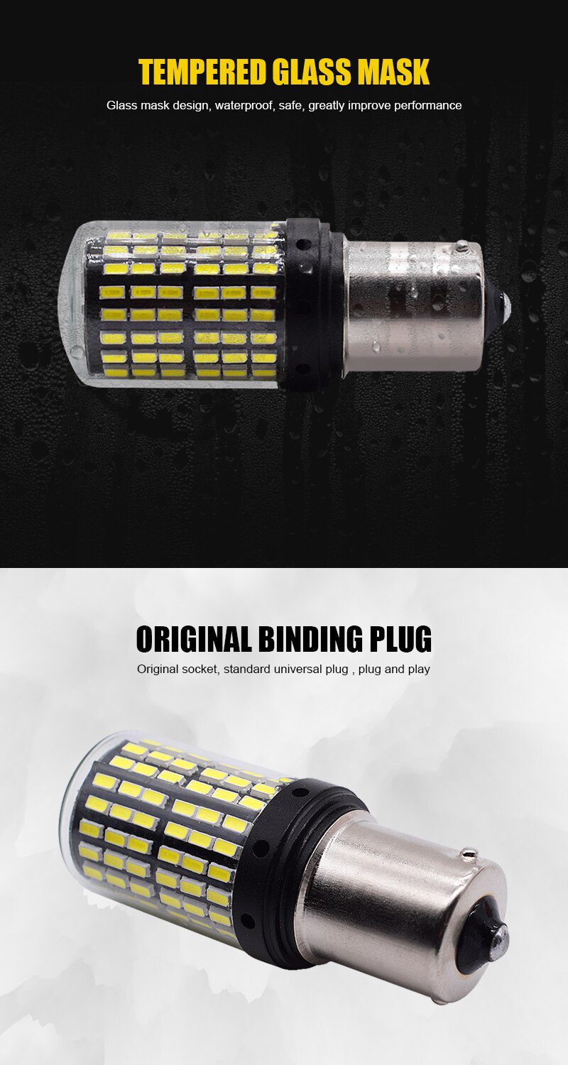 1pcs 3014 144smd Canbus S25 1156 P21W BA15S LED BAY15D BAU15S PY21W T20 LED 7440 7443 W21W 1157 led Bulbs For Turn Signal Light