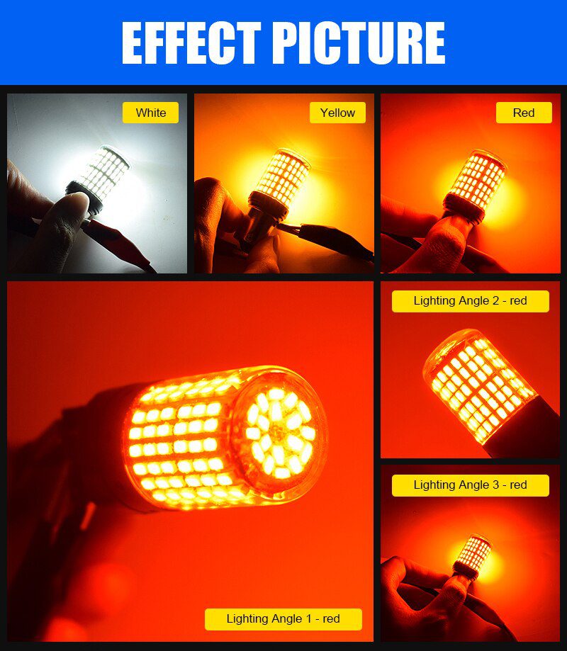 1pcs 3014 144smd Canbus S25 1156 P21W BA15S LED BAY15D BAU15S PY21W T20 LED 7440 7443 W21W 1157 led Bulbs For Turn Signal Light