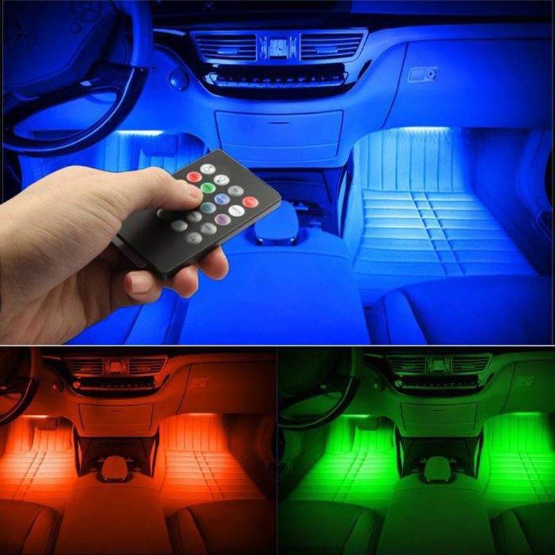 Car USB LED RGB Atmosphere Strip Light Remote voice control Interior Styling Decorative RGB LED Dynamic ambient Strip Light