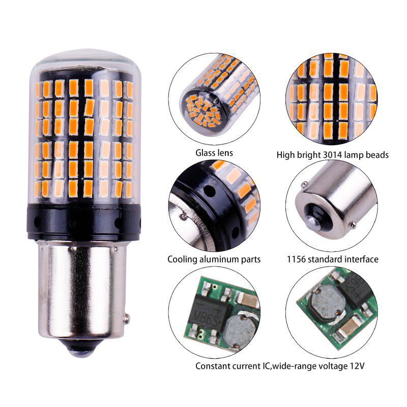 1x 3014 144smd CanBus S25 1156 BA15S P21W LED BAY15D BAU15S PY21W lamp T20 LED 7440 W21W W21/5W led Bulbs For Turn Signal Light