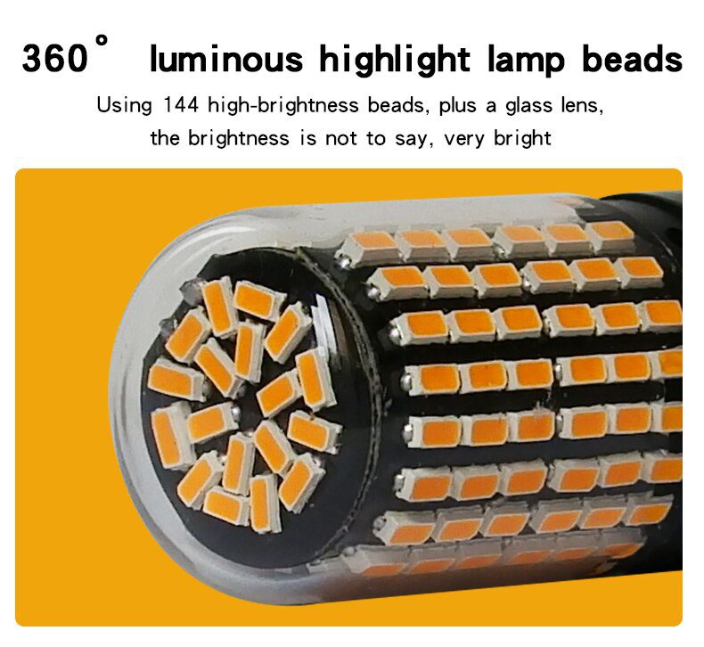 1PCS 1156 BA15S P21W BAU15S PY21W LED T20 7440 W21W P21/5W 1157 BAY15D led Bulbs 144smd CanBus lamp For Turn Signal Light 12V