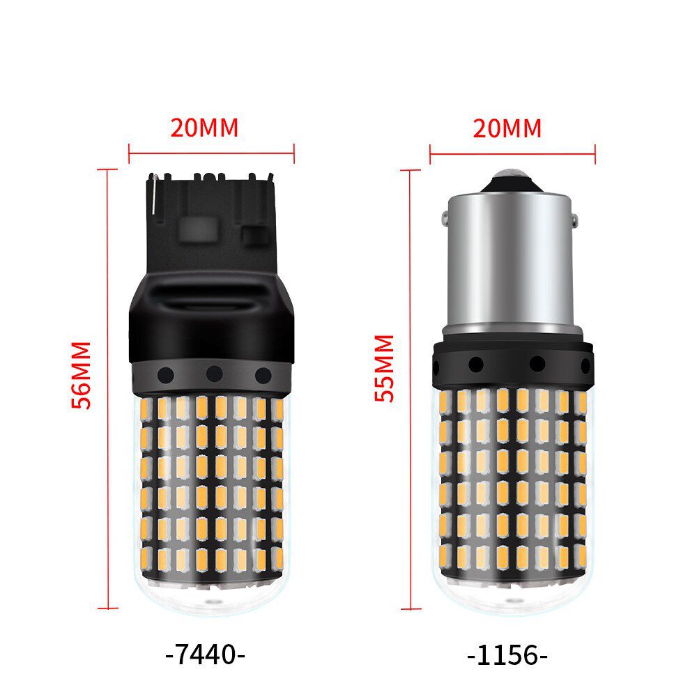 1PCS 1156 BA15S P21W BAU15S PY21W LED T20 7440 W21W P21/5W 1157 BAY15D led Bulbs 144smd CanBus lamp For Turn Signal Light 12V