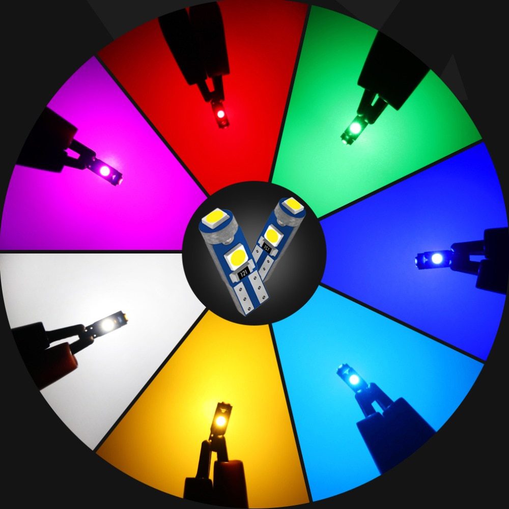 10Pcs T5 Led Bulb W3W W1.2W Led Canbus Car Interior Lights Dashboard Warming Indicator Wedge Auto Instrument Lamp 12V