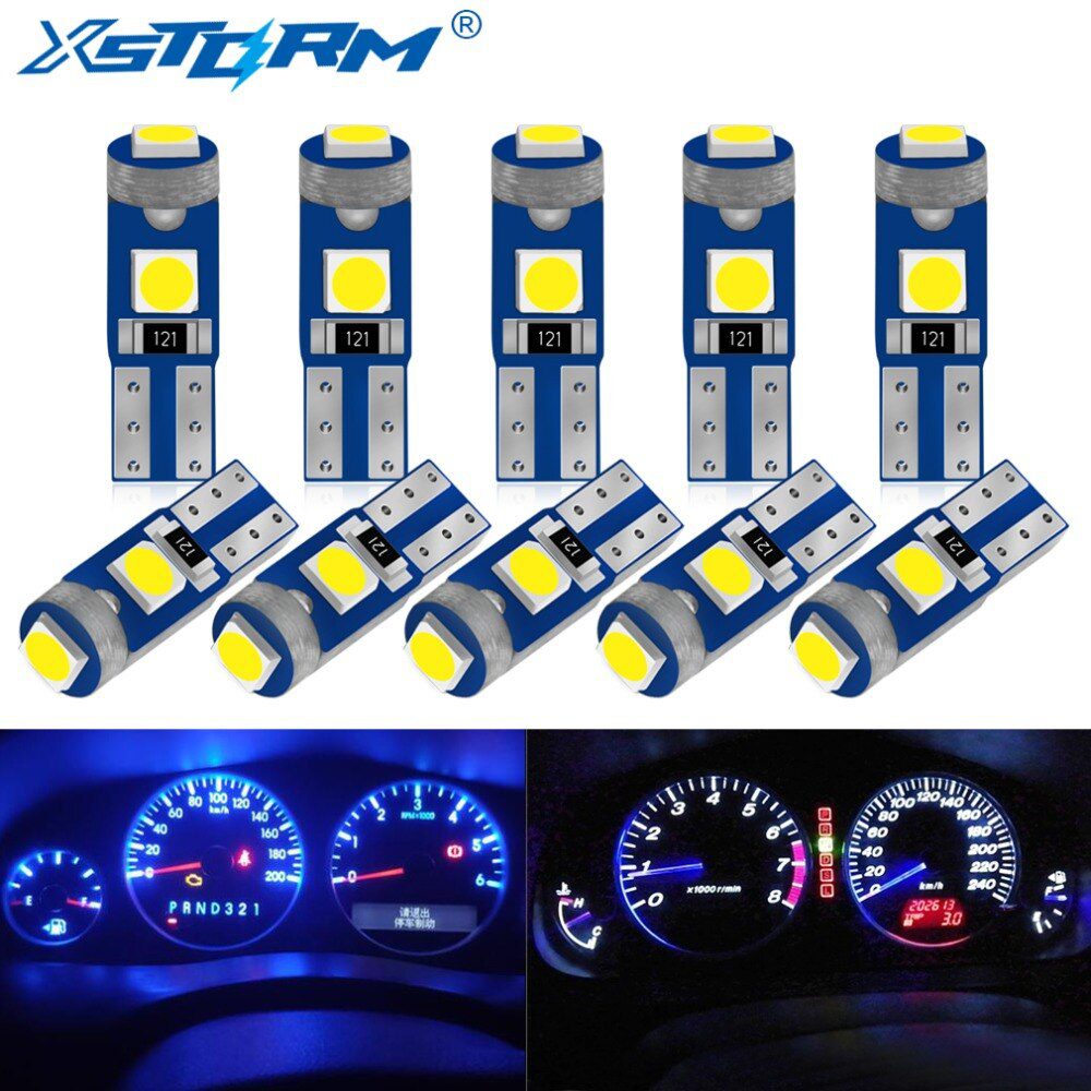 10Pcs T5 Led Bulb W3W W1.2W Led Canbus Car Interior Lights Dashboard Warming Indicator Wedge Auto Instrument Lamp 12V