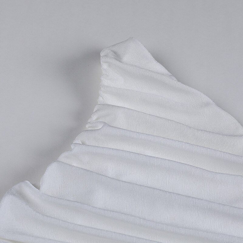 One Shoulder Crop Top Women Sexy Sleeveless Ruched Tank Top Summer White Black Blue Orange Plain Short Tanks Camis