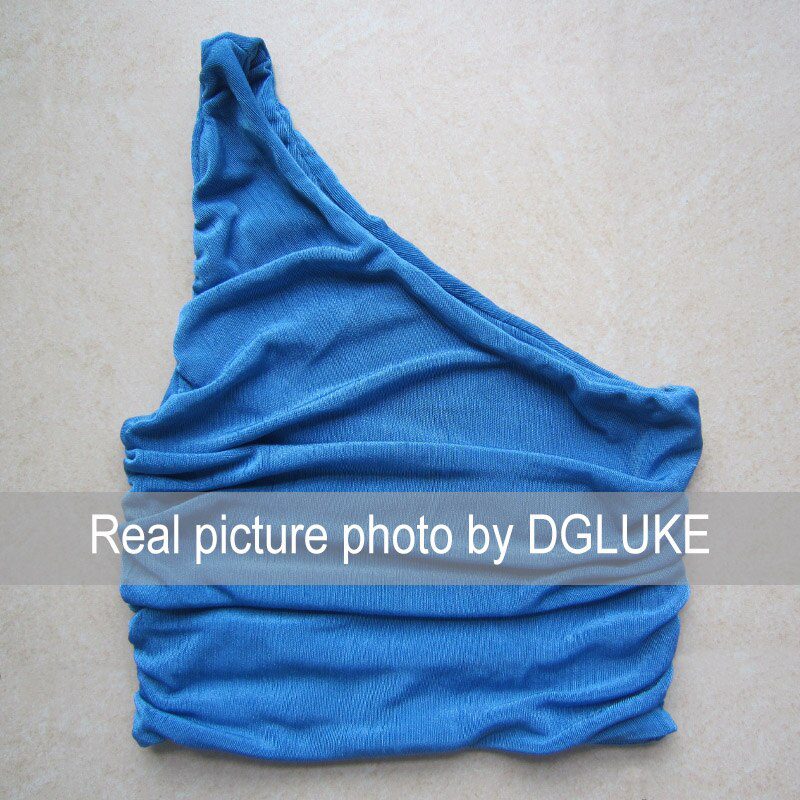 One Shoulder Crop Top Women Sexy Sleeveless Ruched Tank Top Summer White Black Blue Orange Plain Short Tanks Camis