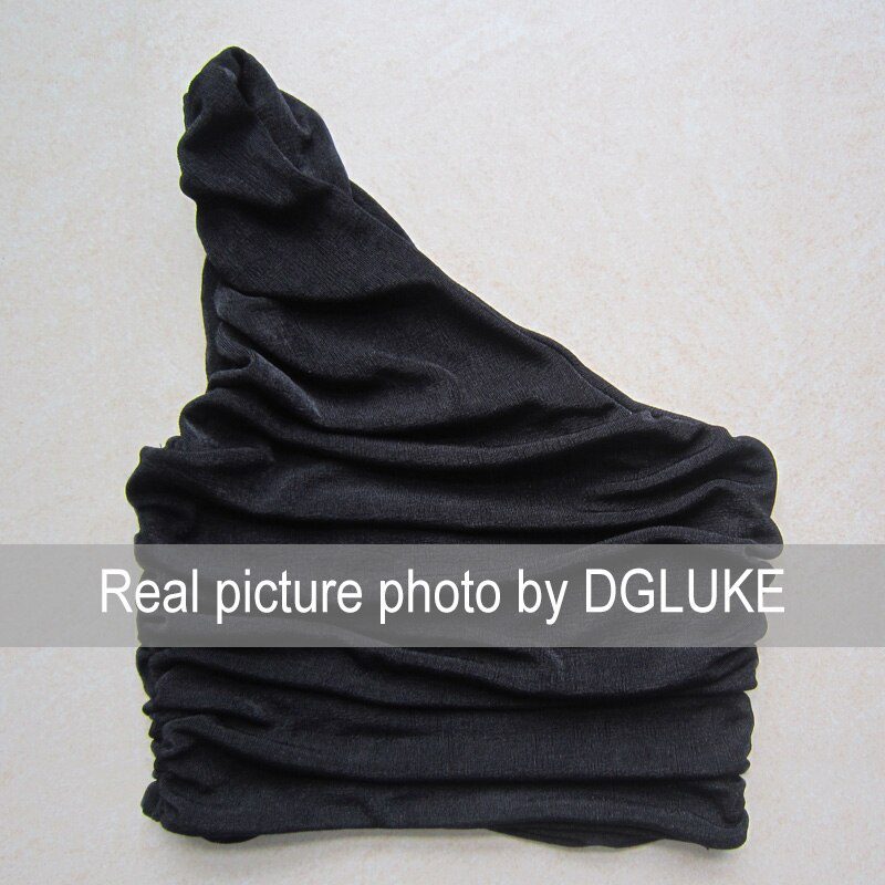 One Shoulder Crop Top Women Sexy Sleeveless Ruched Tank Top Summer White Black Blue Orange Plain Short Tanks Camis