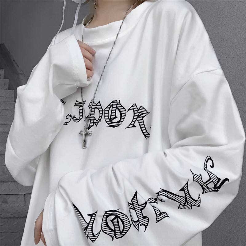 NiceMix Cartoon Horror Graphic T-shirt Women Character Print Loose Punk Japanese T Shirts Pullover Top Harajuku Street Tees