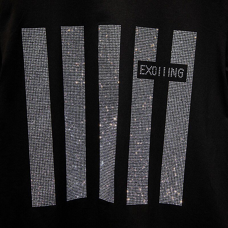 Short sleeve T-shirt women Summer clothes New 2021 fashion Hot drilling printing loose cotton Bottoming shirt Pullovers female