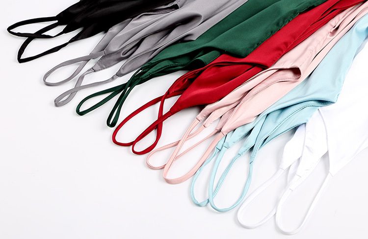 Spaghetti Strap Top Women Halter V Neck Basic White Cami Sleeveless Satin Silk Tank Tops Women'S Summer 2021 Camisole Plus Size