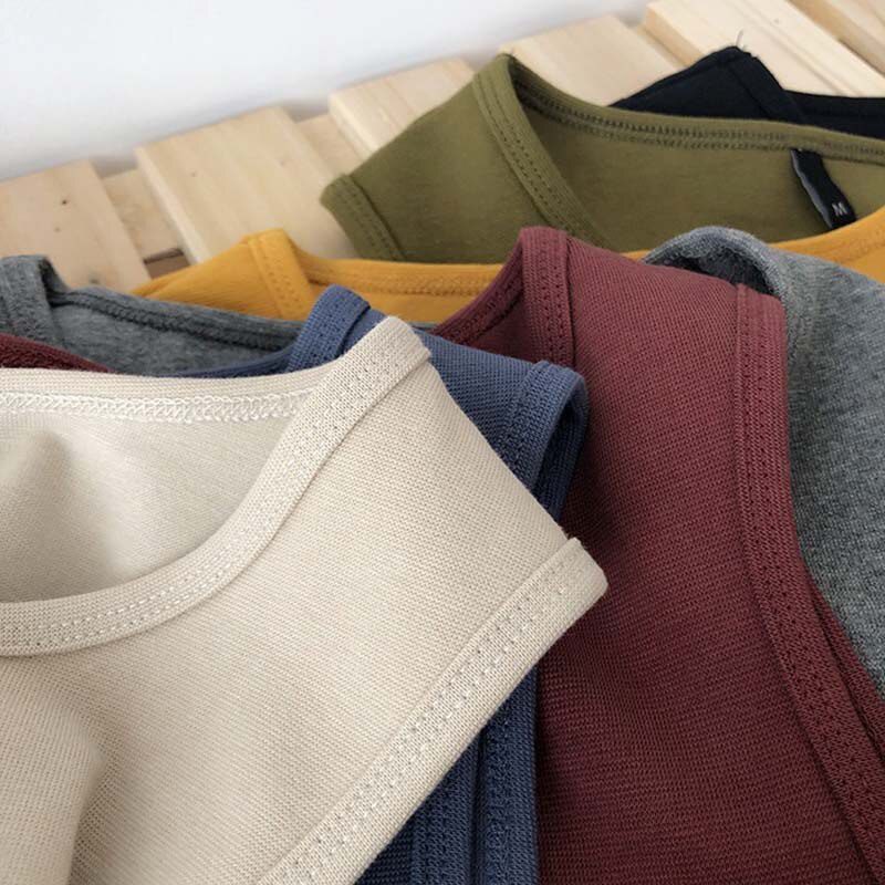 Summer new ladies retro crop top high waist slimming stretch slim short sleeveless bottoming top M30709