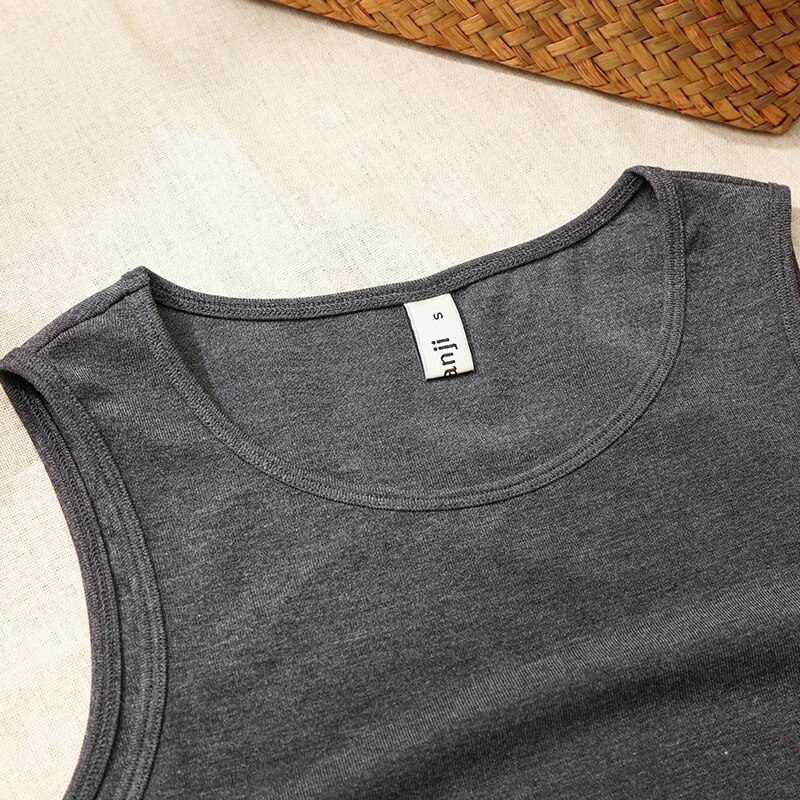 Summer new ladies retro crop top high waist slimming stretch slim short sleeveless bottoming top M30709