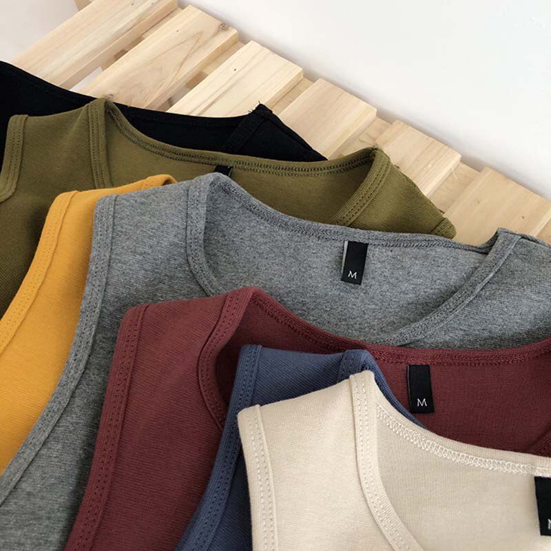 Summer new ladies retro crop top high waist slimming stretch slim short sleeveless bottoming top M30709