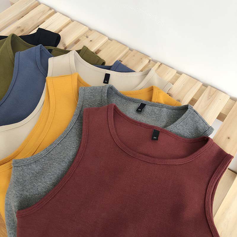 Summer new ladies retro crop top high waist slimming stretch slim short sleeveless bottoming top M30709