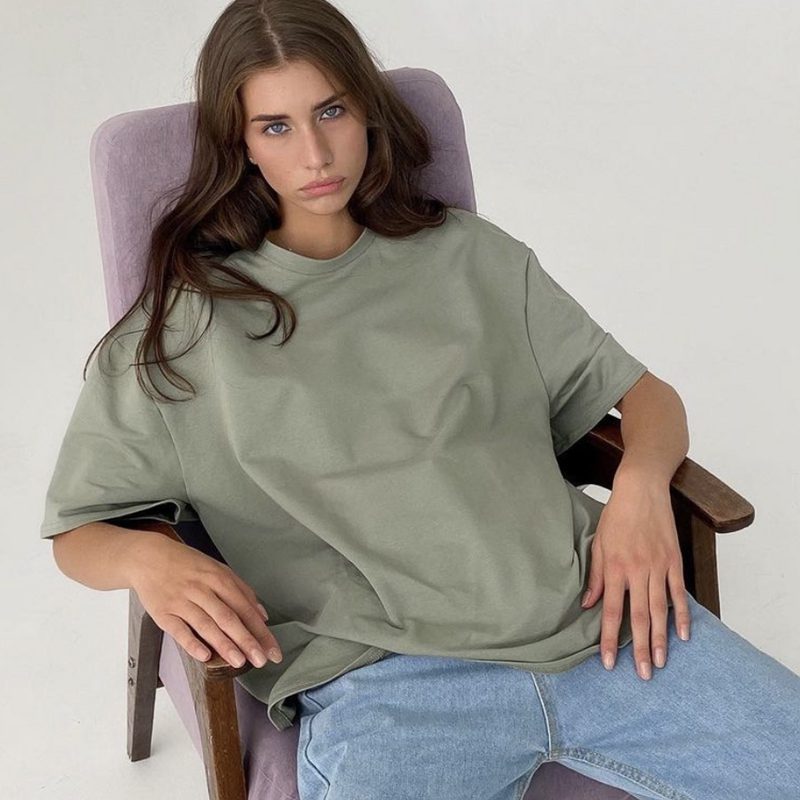 Hirsionsan Basic Cotton T Shirt Women Summer New Oversized Solid Tees 7 Color Casual Loose Tshirt Korean O Neck Female Tops