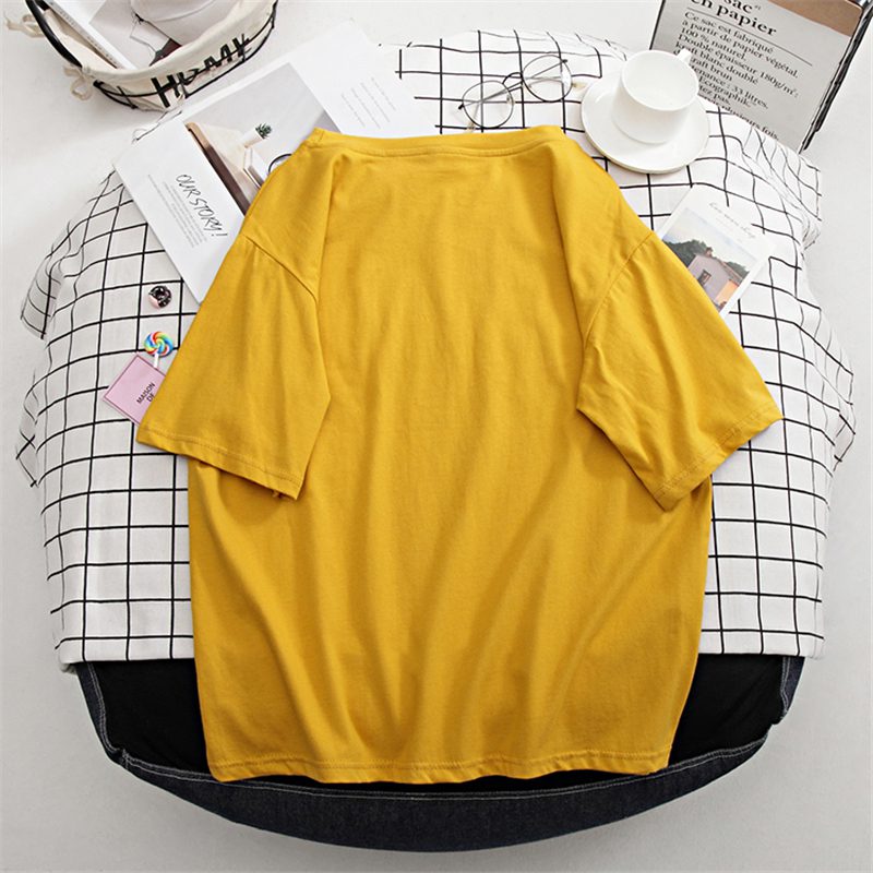 Hirsionsan Basic Cotton T Shirt Women Summer New Oversized Solid Tees 7 Color Casual Loose Tshirt Korean O Neck Female Tops