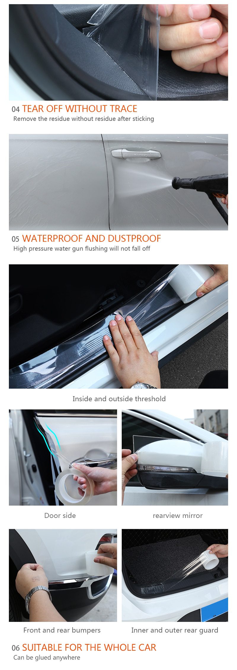 Universal Car Anti-collision Strip Nano Tape Scratchproof Car Threshold Transparent Film Door Edge Rim Protective Car Stickers