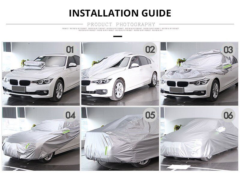 Universal Full Car Cover Rain Frost Snow Dust Waterproof Protection Exterior Car Protector Covers Anti UV Outdoor Sun Reflective