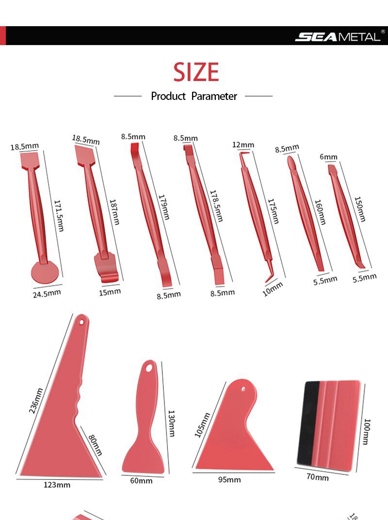 7/13pcs Car Vinyl Film Wrapping Tools Car Sticker Film Scraper Kit Auto Felt Squeegee Scraper Set Knife Decal Plaste Accessories