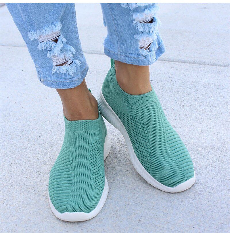 Women Shoes Knitting Sock Sneakers Women Spring Summer Slip On Flat Shoes Women Plus Size Loafers Flats Walking krasovki Famela