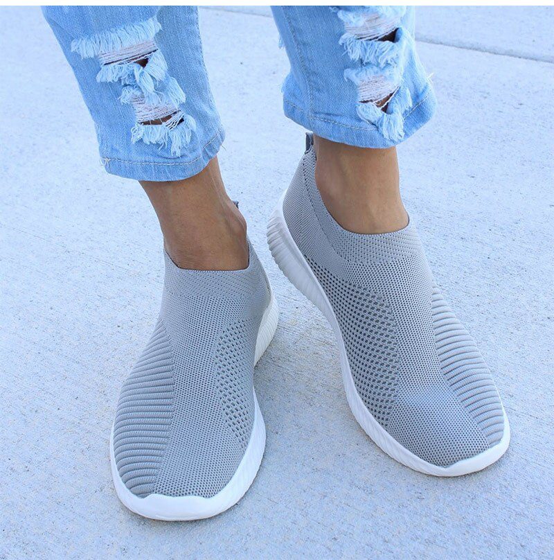Women Shoes Knitting Sock Sneakers Women Spring Summer Slip On Flat Shoes Women Plus Size Loafers Flats Walking krasovki Famela
