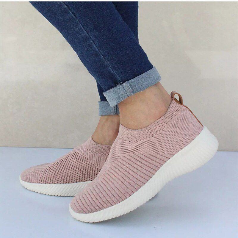 Women Shoes Knitting Sock Sneakers Women Spring Summer Slip On Flat Shoes Women Plus Size Loafers Flats Walking krasovki Famela