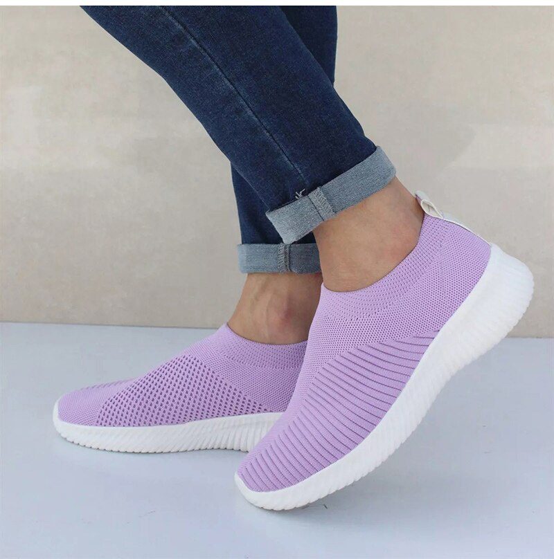 Women Shoes Knitting Sock Sneakers Women Spring Summer Slip On Flat Shoes Women Plus Size Loafers Flats Walking krasovki Famela