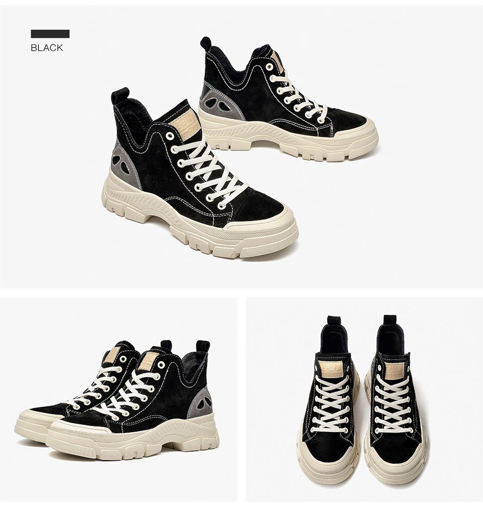 BeauToday Casual Sneakers Women Suede Leather Round Toe Lace-Free High Top Ladies Retro fashion Flat Shoes Handmade 29575