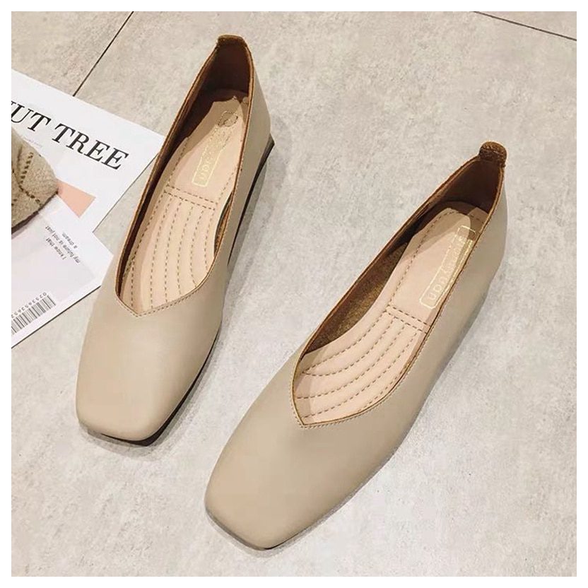 New Spring Flats Shoes Women Wooden Low Heel Ballet Square Toe Shallow Brand Shoe Slip On Loafer zapatos de mujer big size 35-41 New Spring Flats Shoes Women Wooden Low Heel Ballet Square Toe Shallow Brand Shoe Slip On Loafer zapatos de mujer big size 35-41