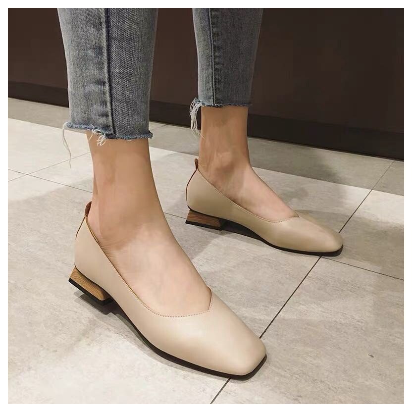 New Spring Flats Shoes Women Wooden Low Heel Ballet Square Toe Shallow Brand Shoe Slip On Loafer zapatos de mujer big size 35-41 New Spring Flats Shoes Women Wooden Low Heel Ballet Square Toe Shallow Brand Shoe Slip On Loafer zapatos de mujer big size 35-41