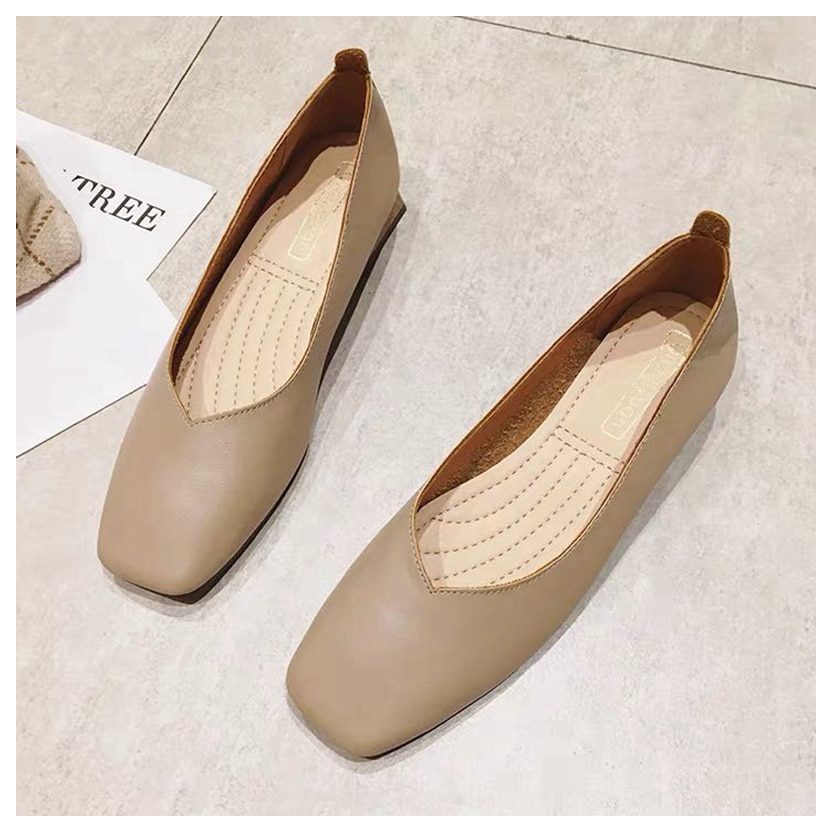 New Spring Flats Shoes Women Wooden Low Heel Ballet Square Toe Shallow Brand Shoe Slip On Loafer zapatos de mujer big size 35-41 New Spring Flats Shoes Women Wooden Low Heel Ballet Square Toe Shallow Brand Shoe Slip On Loafer zapatos de mujer big size 35-41