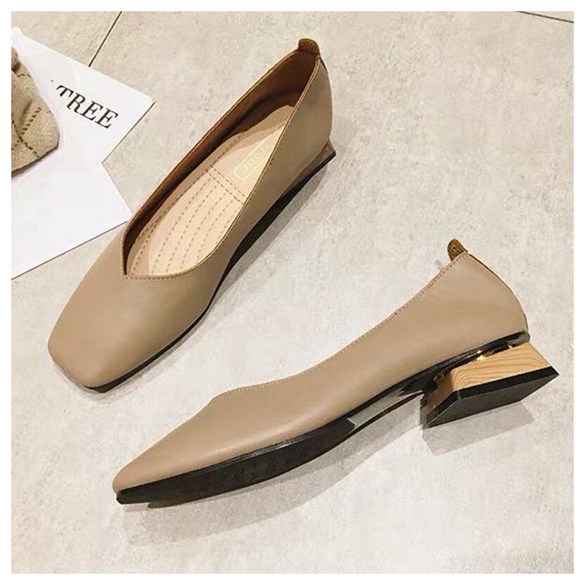 New Spring Flats Shoes Women Wooden Low Heel Ballet Square Toe Shallow Brand Shoe Slip On Loafer zapatos de mujer big size 35-41 New Spring Flats Shoes Women Wooden Low Heel Ballet Square Toe Shallow Brand Shoe Slip On Loafer zapatos de mujer big size 35-41