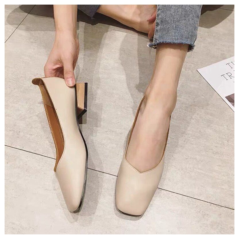 New Spring Flats Shoes Women Wooden Low Heel Ballet Square Toe Shallow Brand Shoe Slip On Loafer zapatos de mujer big size 35-41 New Spring Flats Shoes Women Wooden Low Heel Ballet Square Toe Shallow Brand Shoe Slip On Loafer zapatos de mujer big size 35-41