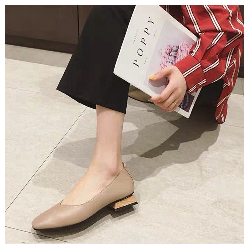 New Spring Flats Shoes Women Wooden Low Heel Ballet Square Toe Shallow Brand Shoe Slip On Loafer zapatos de mujer big size 35-41 New Spring Flats Shoes Women Wooden Low Heel Ballet Square Toe Shallow Brand Shoe Slip On Loafer zapatos de mujer big size 35-41