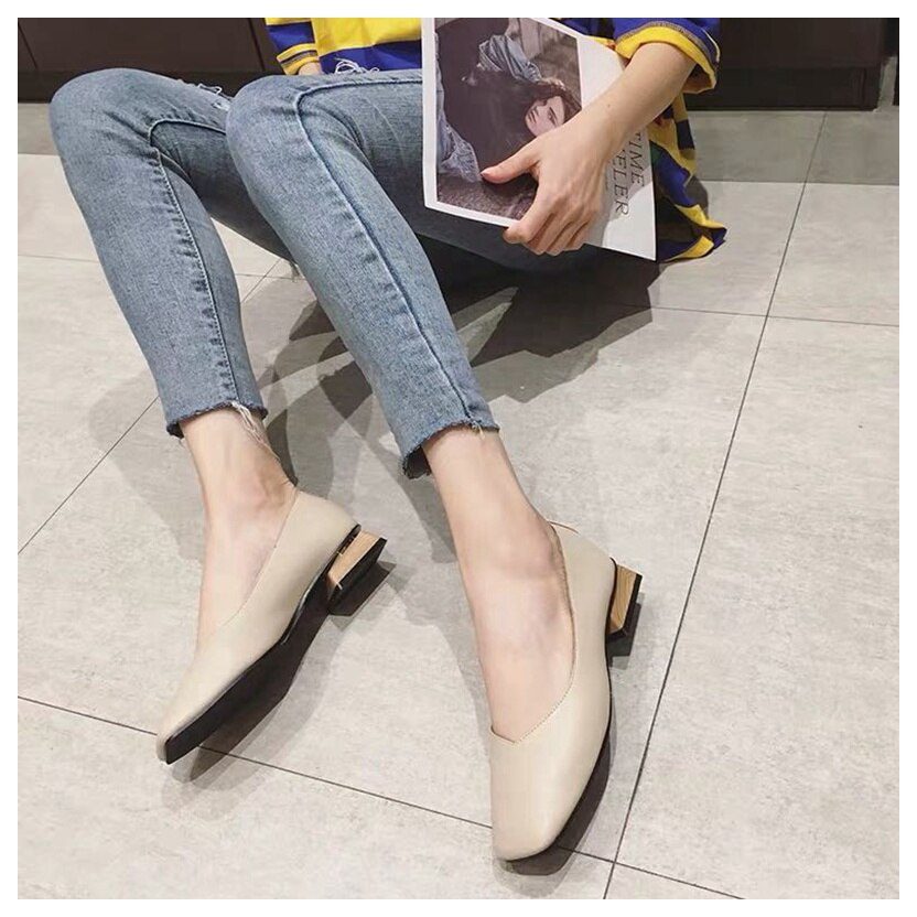 New Spring Flats Shoes Women Wooden Low Heel Ballet Square Toe Shallow Brand Shoe Slip On Loafer zapatos de mujer big size 35-41 New Spring Flats Shoes Women Wooden Low Heel Ballet Square Toe Shallow Brand Shoe Slip On Loafer zapatos de mujer big size 35-41