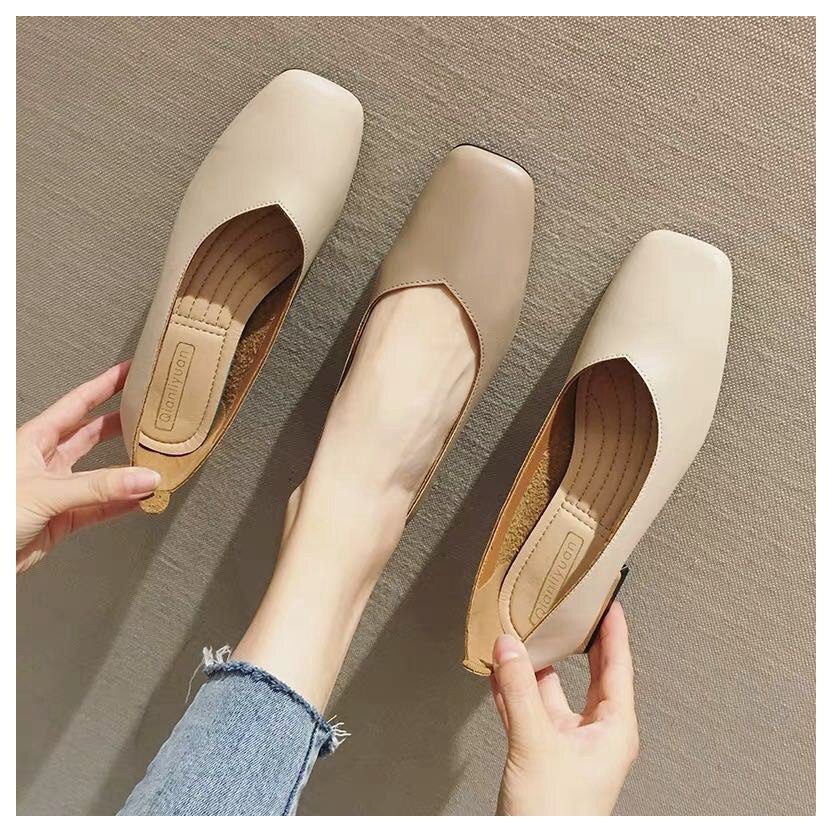 New Spring Flats Shoes Women Wooden Low Heel Ballet Square Toe Shallow Brand Shoe Slip On Loafer zapatos de mujer big size 35-41 New Spring Flats Shoes Women Wooden Low Heel Ballet Square Toe Shallow Brand Shoe Slip On Loafer zapatos de mujer big size 35-41