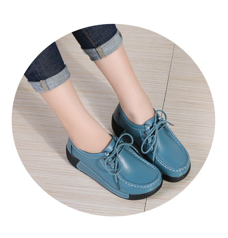 Women Flats Comfortable Loafers Shoes Woman Breathable Leather Lace-up Sneakers Women Fashion Black Soft Casual Shoes Female