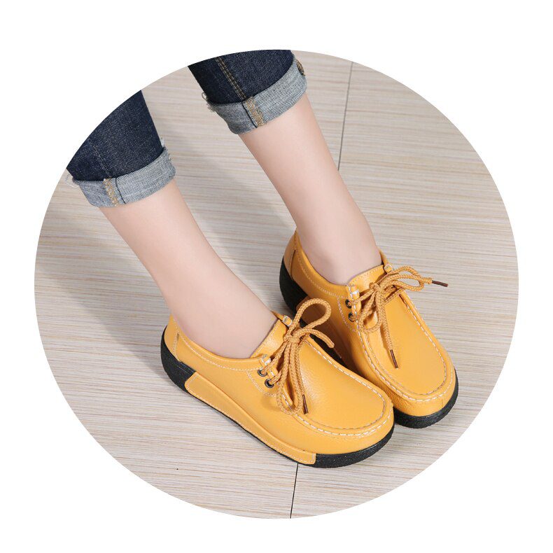 Women Flats Comfortable Loafers Shoes Woman Breathable Leather Lace-up Sneakers Women Fashion Black Soft Casual Shoes Female