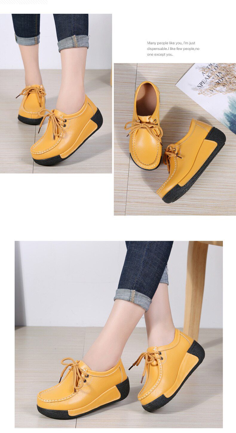 Women Flats Comfortable Loafers Shoes Woman Breathable Leather Lace-up Sneakers Women Fashion Black Soft Casual Shoes Female