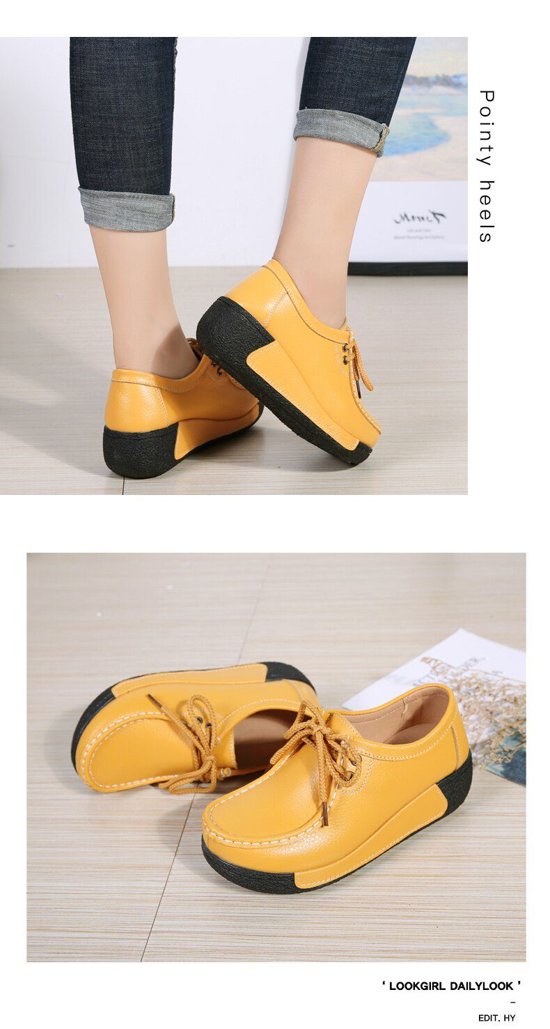 Women Flats Comfortable Loafers Shoes Woman Breathable Leather Lace-up Sneakers Women Fashion Black Soft Casual Shoes Female