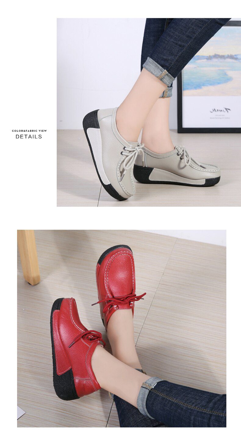 Women Flats Comfortable Loafers Shoes Woman Breathable Leather Lace-up Sneakers Women Fashion Black Soft Casual Shoes Female