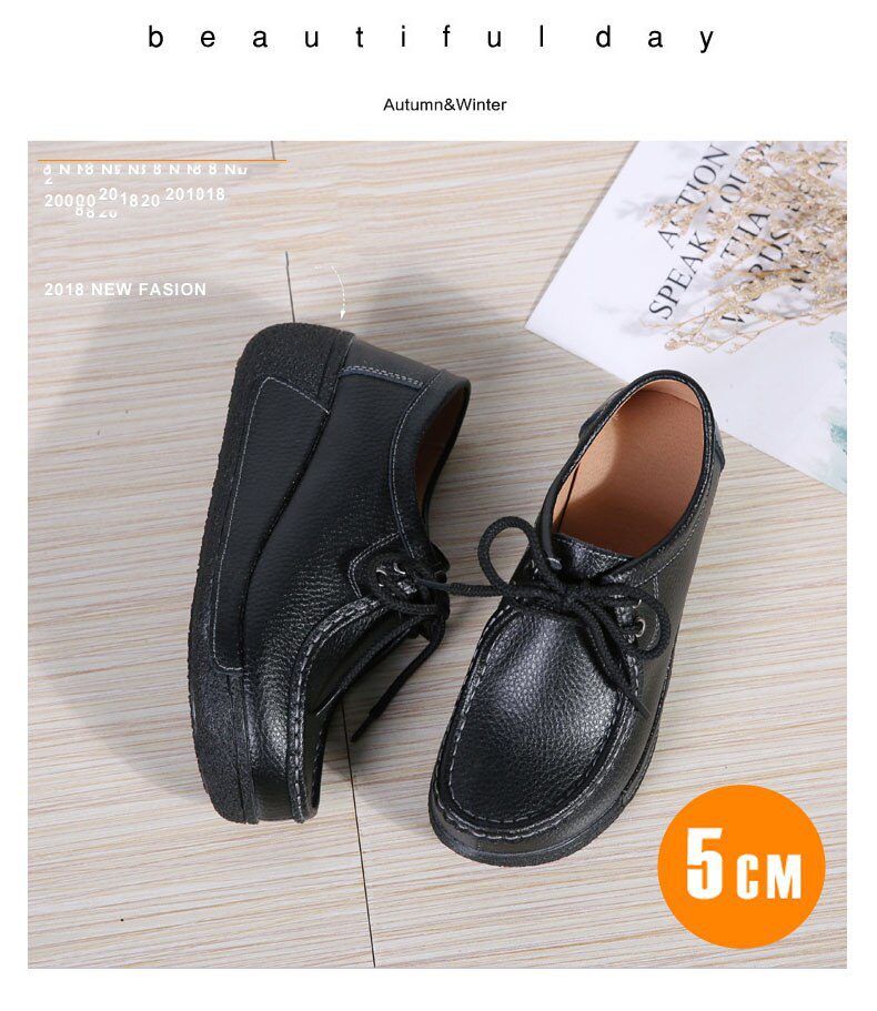 Women Flats Comfortable Loafers Shoes Woman Breathable Leather Lace-up Sneakers Women Fashion Black Soft Casual Shoes Female