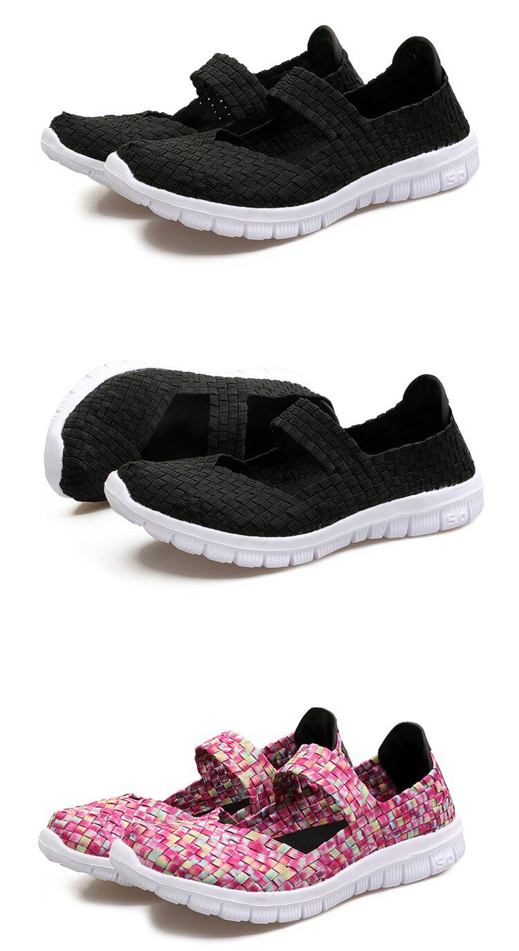 Women Shoes Lady Summer Slip On Flats Sneakers Breathable Lightweight Women Flat Shoes Manual Woven Shallow Women Casual Shoes