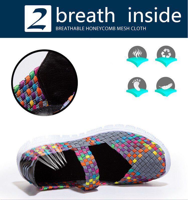 Women Shoes Lady Summer Slip On Flats Sneakers Breathable Lightweight Women Flat Shoes Manual Woven Shallow Women Casual Shoes