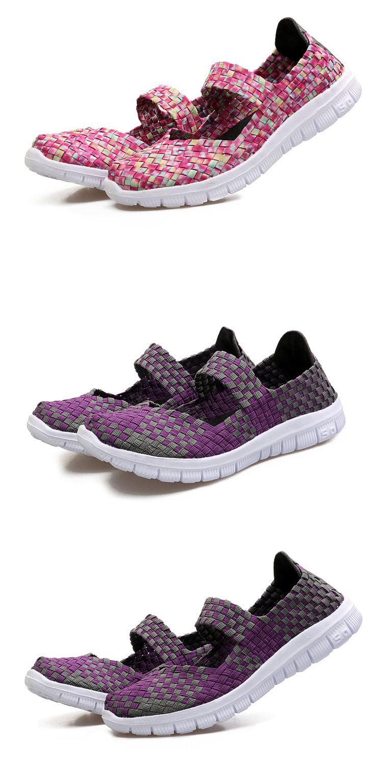 Women Shoes Lady Summer Slip On Flats Sneakers Breathable Lightweight Women Flat Shoes Manual Woven Shallow Women Casual Shoes