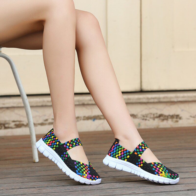 Women Shoes Lady Summer Slip On Flats Sneakers Breathable Lightweight Women Flat Shoes Manual Woven Shallow Women Casual Shoes